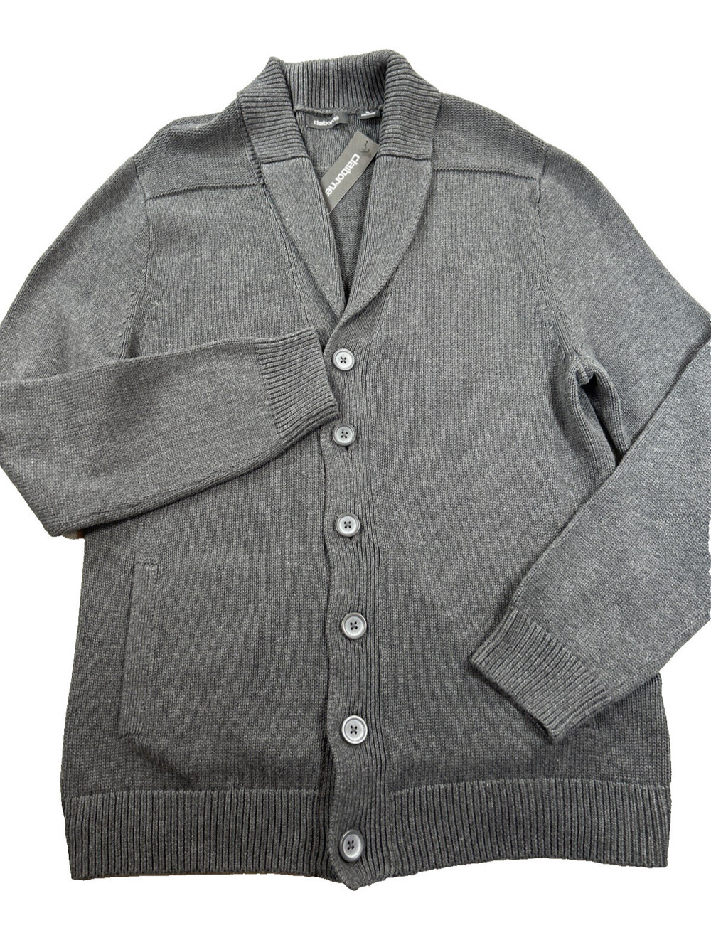 Liz Claiborne Size XL NWT Charcoal Grey Men’s Button-down Shawl Collar Sweater